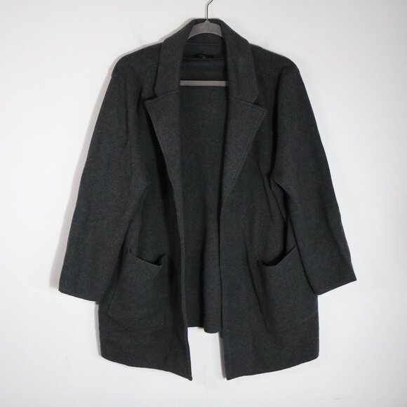 Quince 100% Organic Cotton Knit Blazer Women 1X Charcoal Gray Minimalist Neutral - Picture 1 of 7
